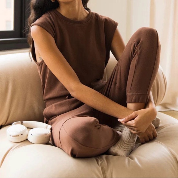 Double Zero Pants - Double Zero Cocoa Coffee Brown Lounge Jumpsuit Romper One Piece Small